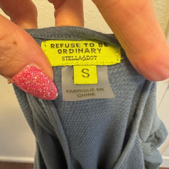 2 FOR $20 Stella & Dot Refuse To Be Ordinary Blue Puff Sleeve Top Long Sleeve S - Picture 5 of 9